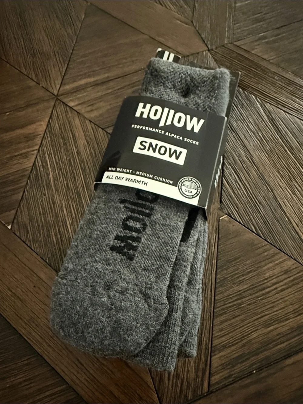 Hollow Performance Alpaca Snow Socks Gray Midweight Medium Cushion
